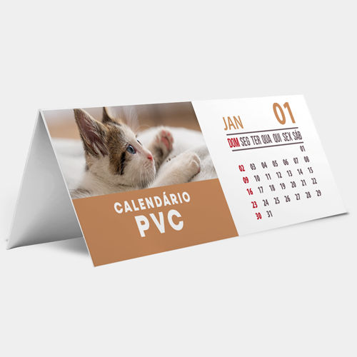 Calendário de Mesa em PVC/PS/PET Branco